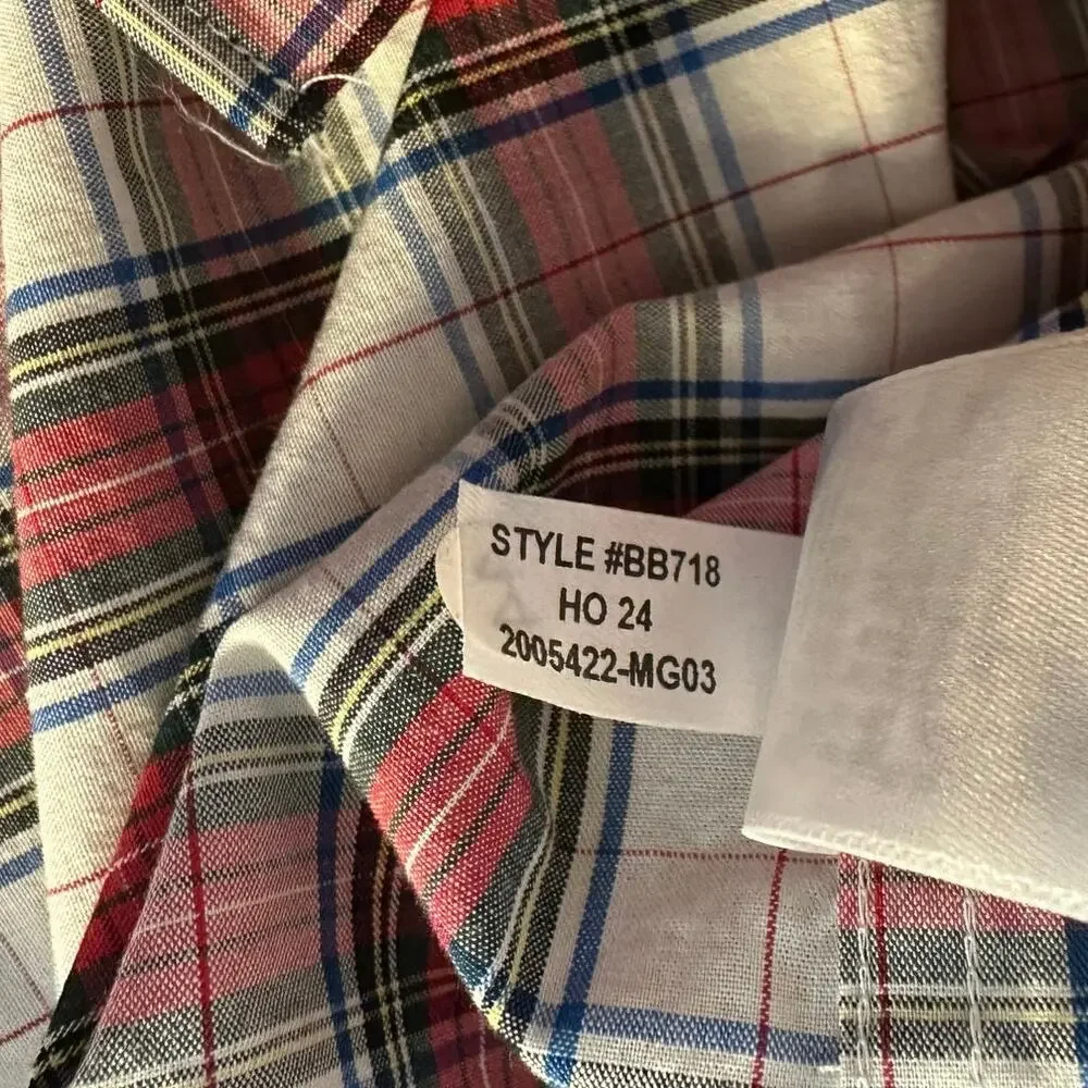NWT J.Crew Men’s Medium Red Plaid Slim Untucked Fit Stretch Cotton Shirt